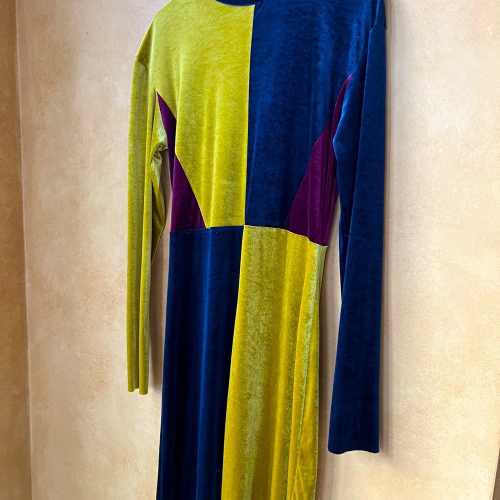 Zara Velvet Color Block Dress size Large - Picture 10 of 11
